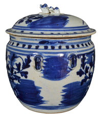 Antique Chinese Qing Dynasty Blue & White Lidded Bowl, Circa 1890