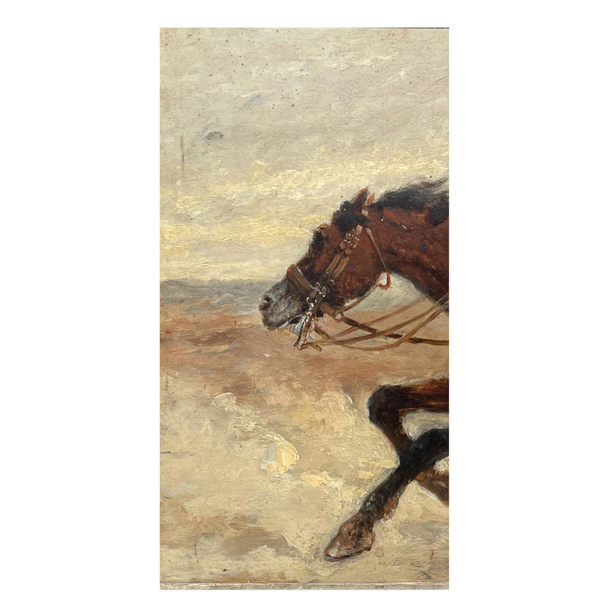Antique French Oil Painting Army Cavarly Soldier Horse Military Despatch Bearer  by Wilfred Constant Beauquesne, 1883