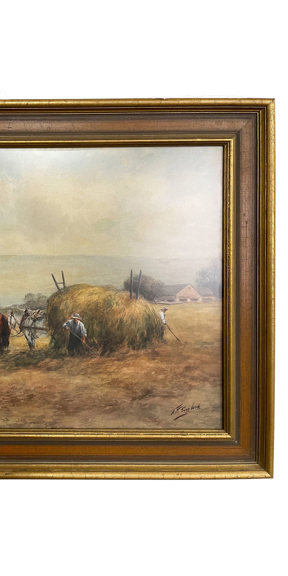 Antique American Painting Bucks County Pennslyvania Harvest Landscape Scene Frank F. English 1900