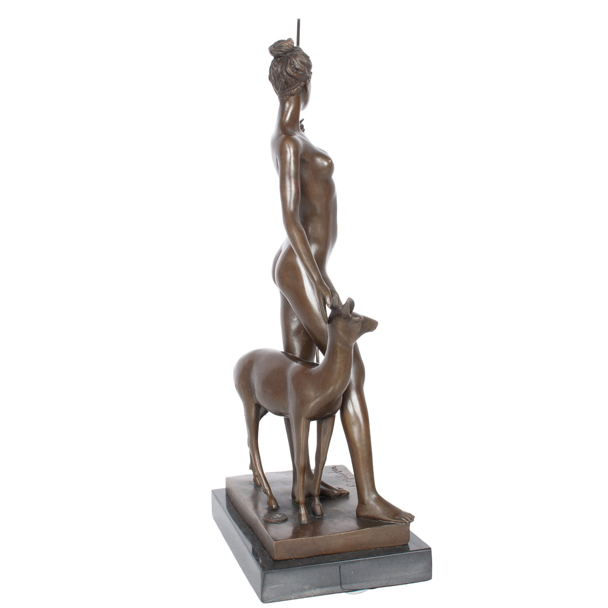 Antique American Art Deco Bronze Sculpture Statue of Diana French Foundry Stamp by Edward Francis McCartan Circa 1920