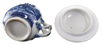 Antique Chinese Qinq Dynasty Canton Blue & White Porcelain Pot de Creme, Circa 1820