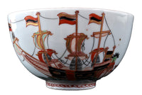 Antique Japanese Porcelain "Black Ship" Bowl, Circa 1790