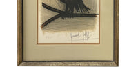 Original Pencil Signed Numbered French Expressionist Color Lithograph of an Owl  by Bernard Buffet, circa 1968