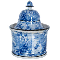 Antique Blue & White Pearlware Pottery Humidor "A Present for Mr. Capes 1834"