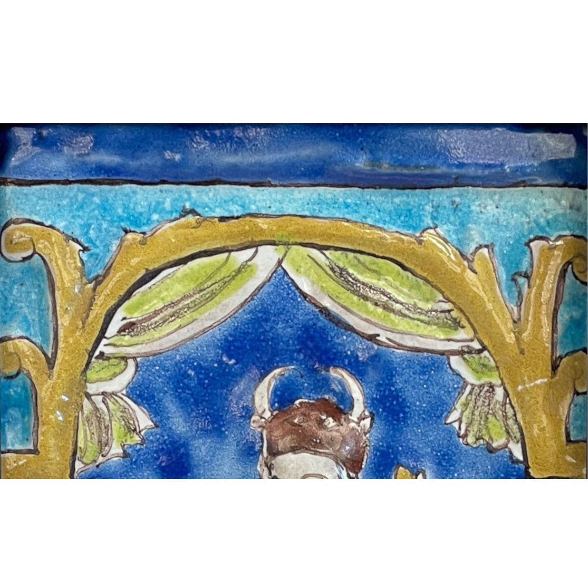 Antique 18th Century Persian Islamic Safavid Cuerda Seca Pottery Tile Rostam Circa 1700