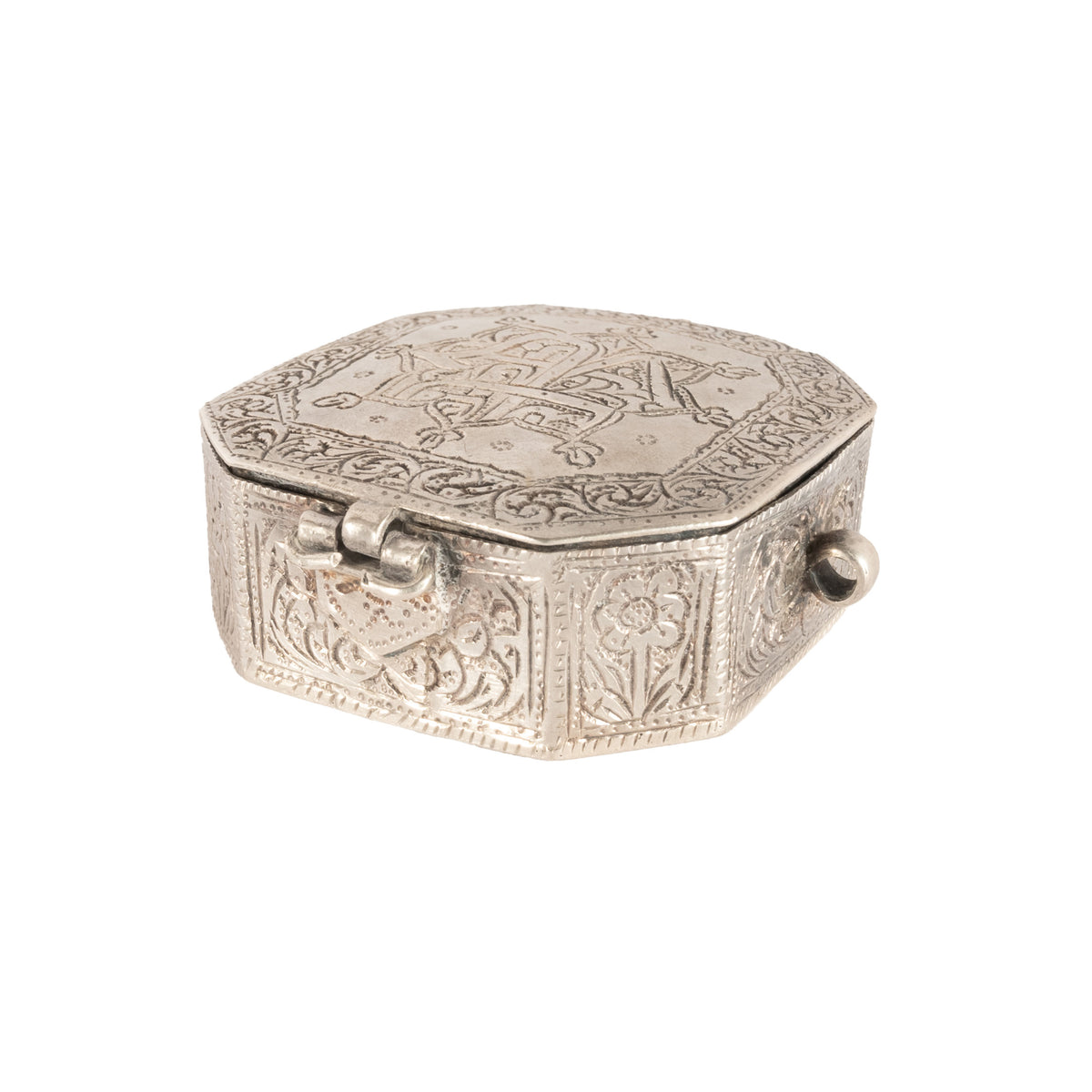 Antique Persian Arab Islamic Silver Engraved Calligraphy Quran Case Amulet 1820