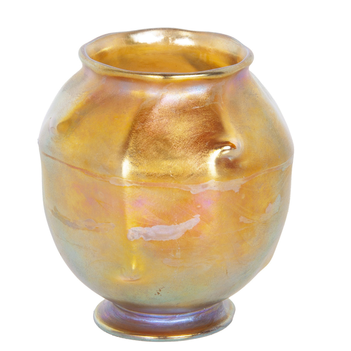 Antique Tiffany Art Nouveau Iridescent Gold Favrille Miniatue Art Glass Vase NY, Circa 1905