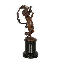 Antique Pair Napoleon III French Bronze Marble Putti Cherubs Wine Grape Bacchus Statues 1860