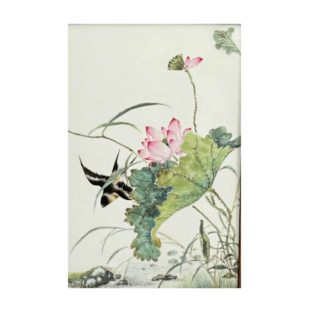 Antique Chinese Qing Set of Four Hand-Painted Porcelain Plaques "4 Seasons" 1890