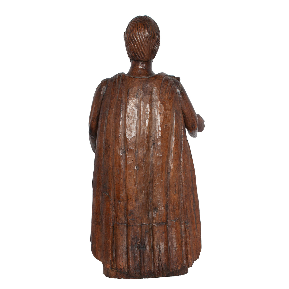 Large Antique French 17th Century Carved Walnut Saint Peter Santos Figure Statue