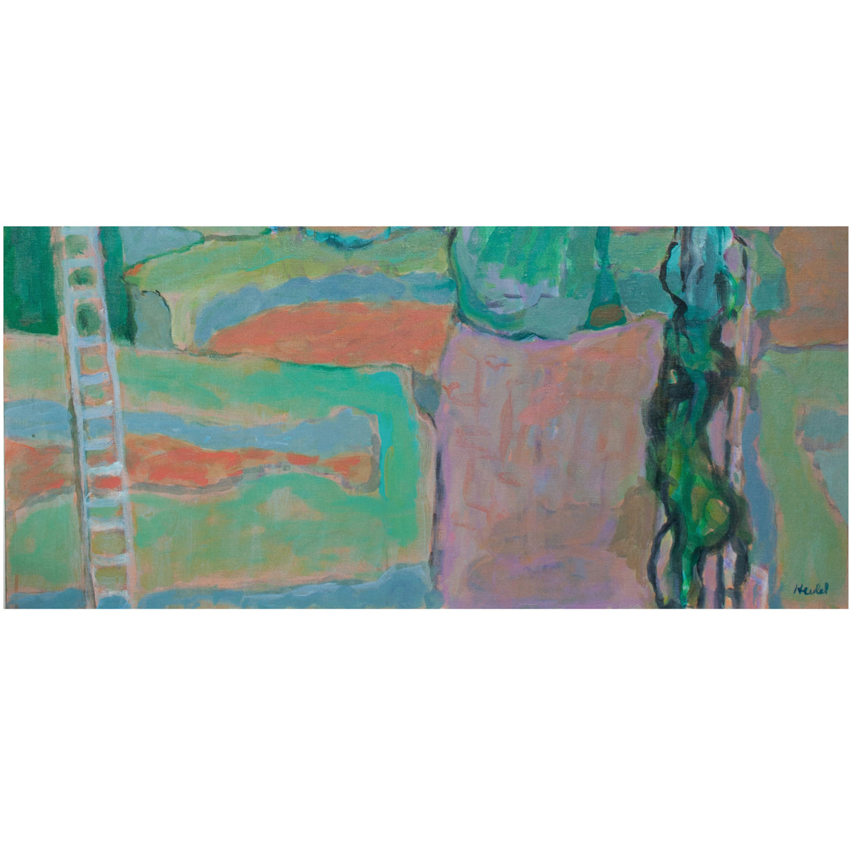 Large American NW Abstract Expressionist painting Circus "Wire Performance" by Fredrick Heidel, 1993