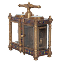 Antique French Brass & Champleve Combination Desk Carriage Clock Barometer 1900