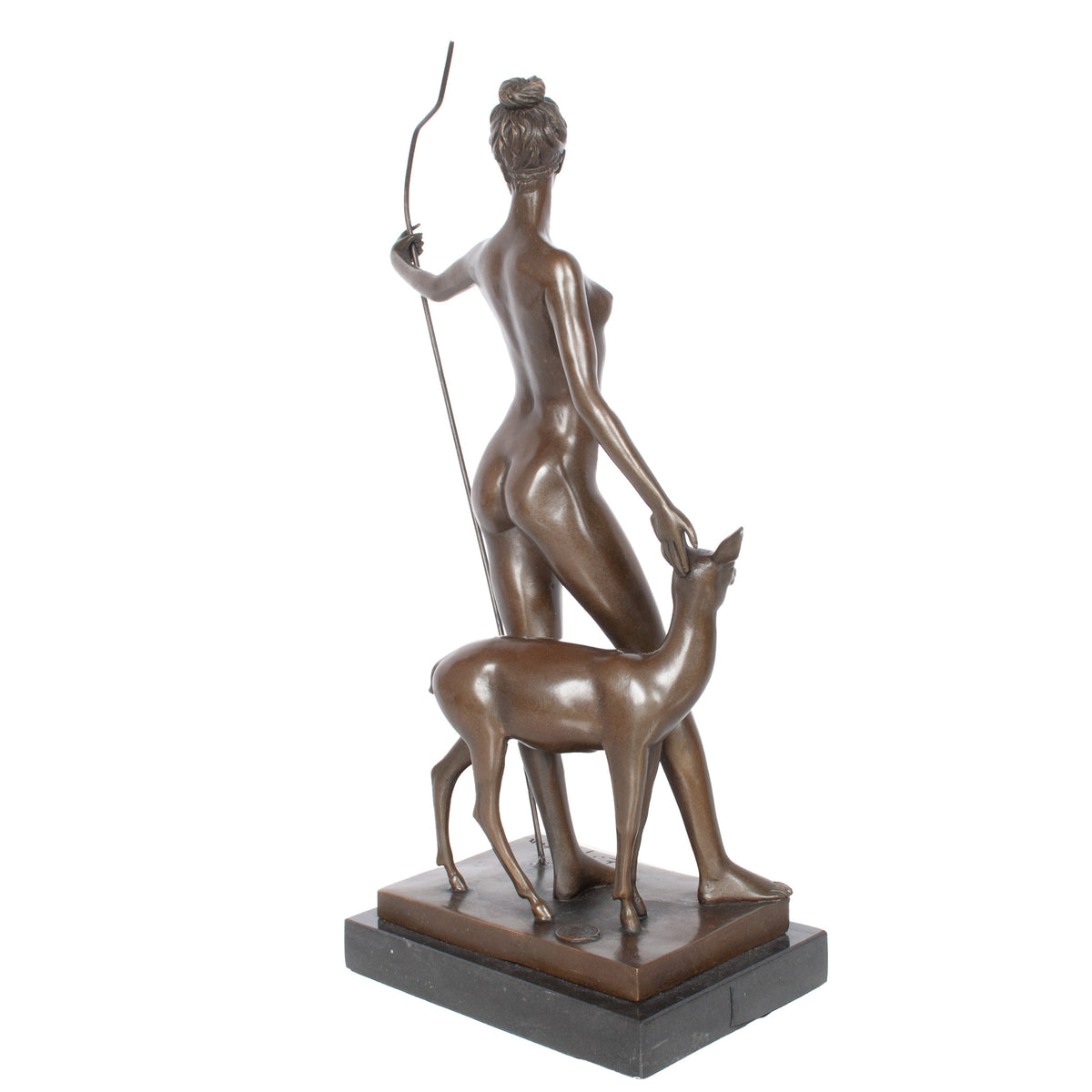 Antique American Art Deco Bronze Sculpture Statue of Diana French Foundry Stamp by Edward Francis McCartan Circa 1920