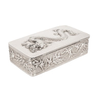 Antique Chinese Qing Dynasty Export Silver Gilt Dragon Snuff Box Wang Hing 1900