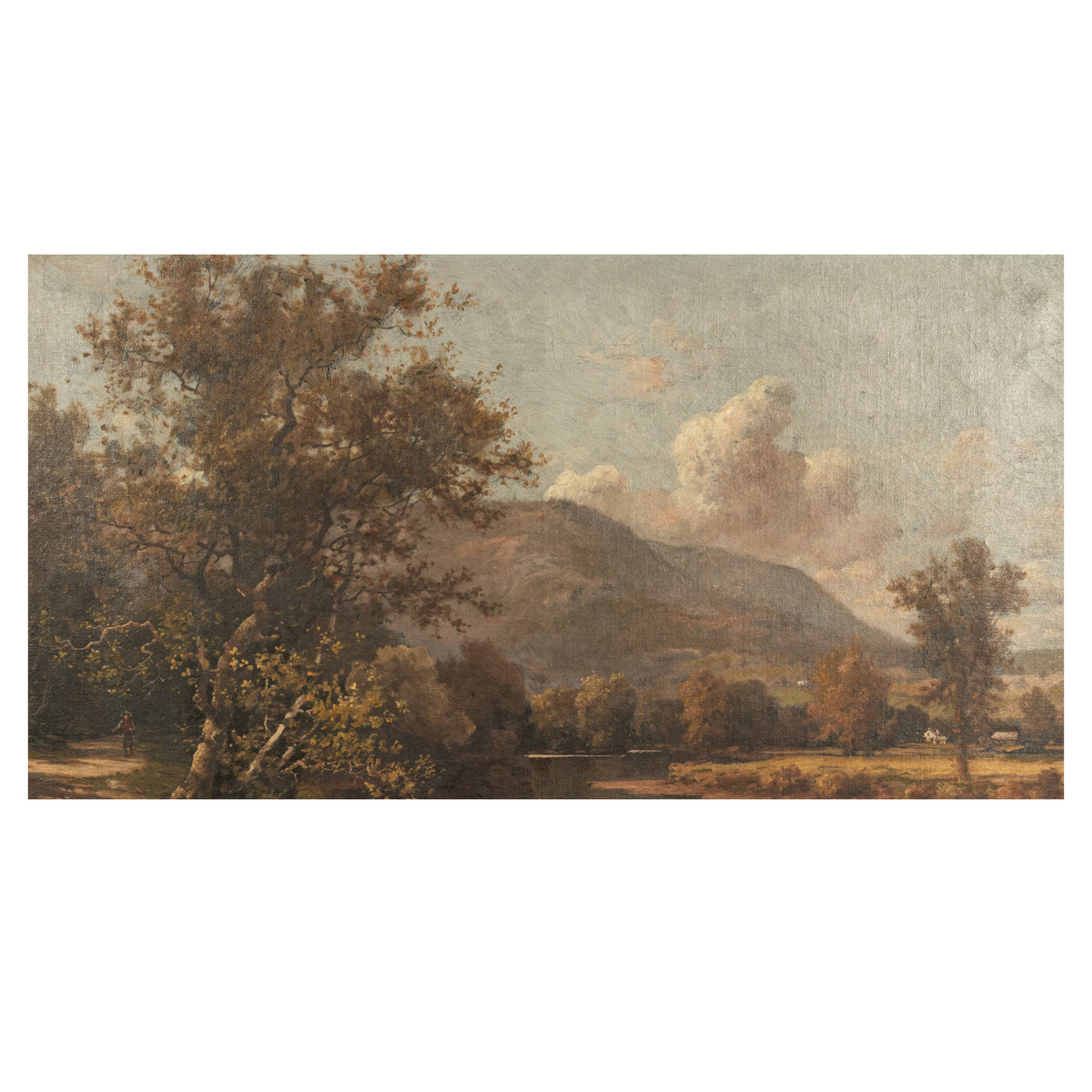 Antique American Hudson River School Oil Painting Cows Landscape Troy New York by Charles Grant Beauregard 1898