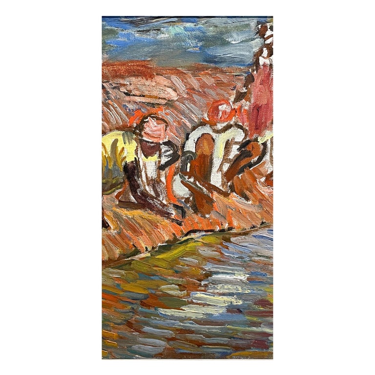 WPA Impressionist Figurative Landscape Oil Painting Panel "Ocho Rios" Jamaica by Isabella Howland 1940