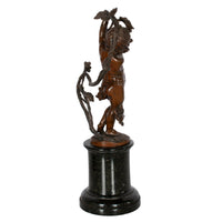 Antique Pair Napoleon III French Bronze Marble Putti Cherubs Wine Grape Bacchus Statues 1860