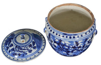 Antique Chinese Qing Dynasty Blue & White Lidded Bowl, Circa 1890
