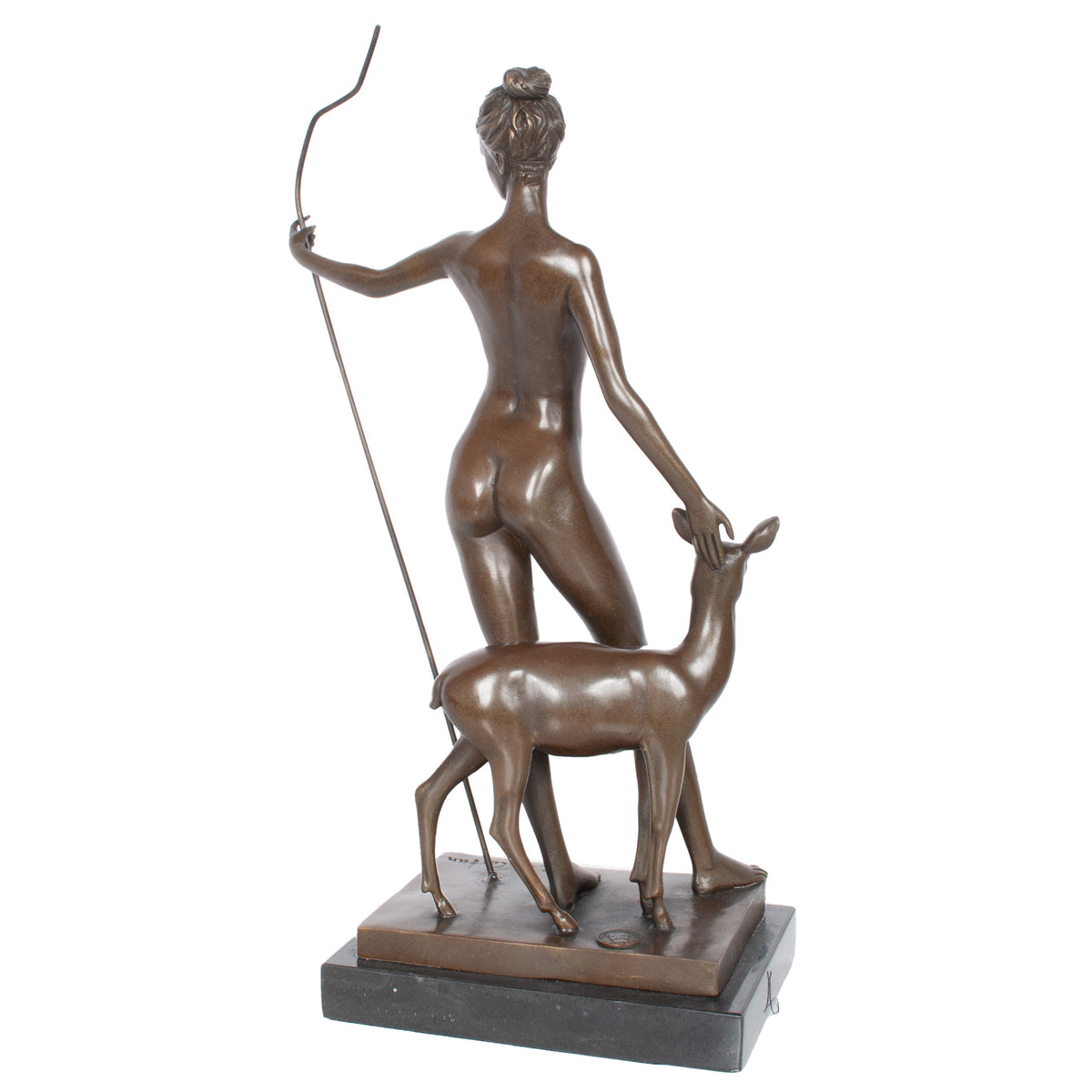 Antique American Art Deco Bronze Sculpture Statue of Diana French Foundry Stamp by Edward Francis McCartan Circa 1920