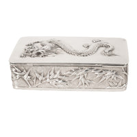 Antique Chinese Qing Dynasty Export Silver Gilt Dragon Snuff Box Wang Hing 1900