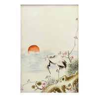 Antique Chinese Qing Set of Four Hand-Painted Porcelain Plaques "4 Seasons" 1890