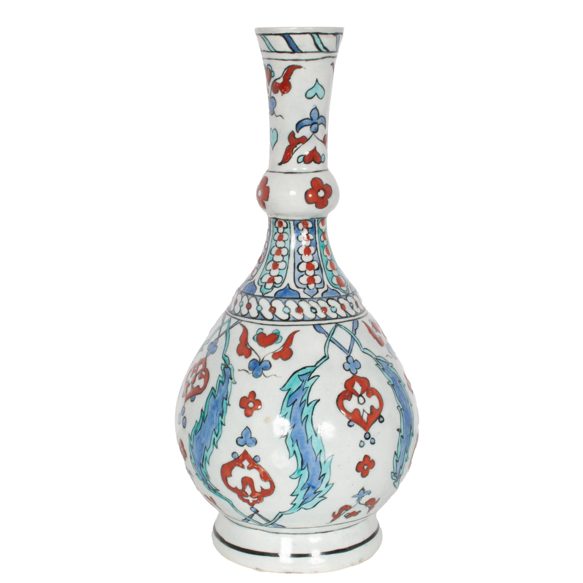Antique 18th Century Ottoman Islamic Iznik Kutahya Pottery Bottle Vase Surahi