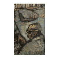 Irish Oil on Panel Painting "Fisherman Roundstone" Connemara Galway by George F Campbell Circa 1950