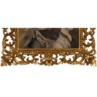 Antique Italian Genre Scene Oil Painting "Shoe Shiner" Cobbler by Ezio Ricci Gilded Florentine Frame, Circa 1910