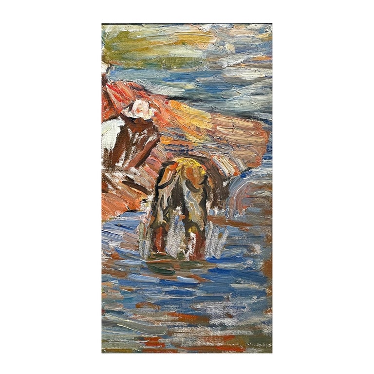 WPA Impressionist Figurative Landscape Oil Painting Panel "Ocho Rios" Jamaica by Isabella Howland 1940