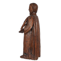 Large Antique French 17th Century Carved Walnut Saint Peter Santos Figure Statue