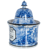 Antique Blue & White Pearlware Pottery Humidor "A Present for Mr. Capes 1834"