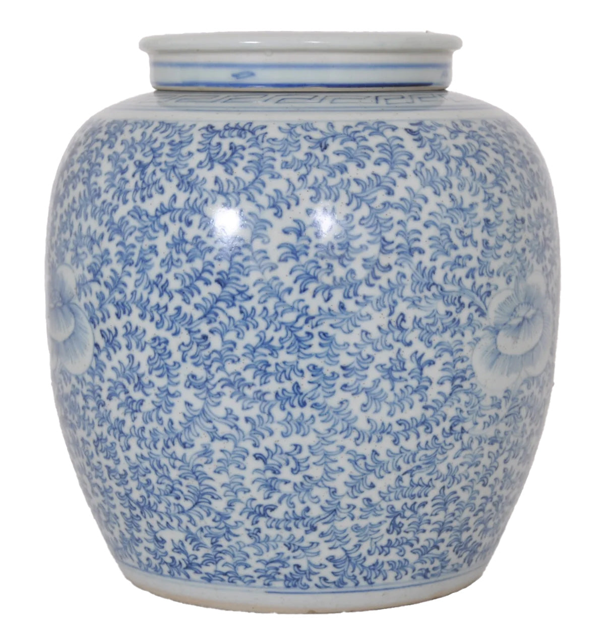 Antique Chinese Qing Dynasty Blue & White Porcelain Ginger Jar, Circa 1850