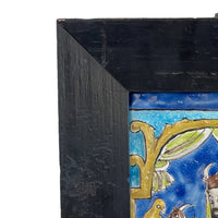 Antique 18th Century Persian Islamic Safavid Cuerda Seca Pottery Tile Rostam Circa 1700