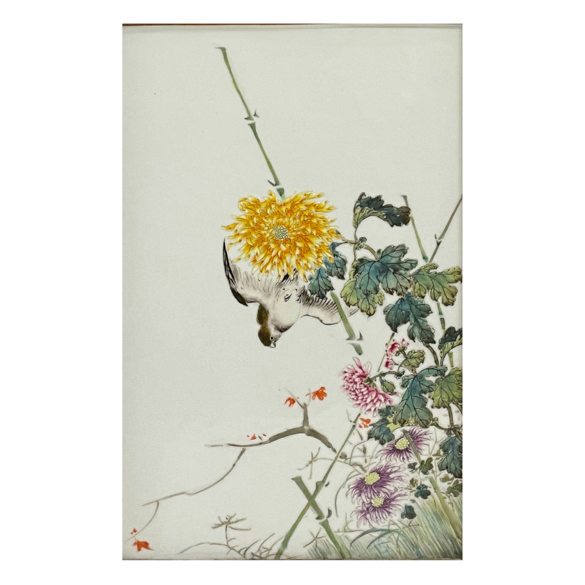 Antique Chinese Qing Set of Four Hand-Painted Porcelain Plaques "4 Seasons" 1890