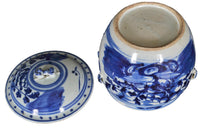 Antique Chinese Qing Dynasty Blue & White Lidded Bowl, Circa 1890