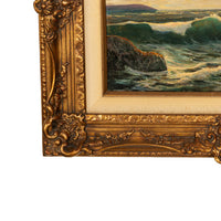 Antique American Marine Seascape Oil Painting Crashing Surf Atlantic Coast Maine Frederick Judd Waugh 1910