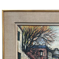 Mid Century French Expressionist Oil on Canvas Paris Street Scene by Renée Bernard, Circa 1960 Signed Titled