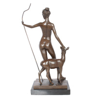 Antique American Art Deco Bronze Sculpture Statue of Diana French Foundry Stamp by Edward Francis McCartan Circa 1920
