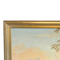 Large 17th Century Italian Oil on Canvas Ships Seascape Painting "Marina delle torri" the Circle of Salvator Rosa, 1660