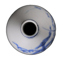 Antique Japanese Meiji Period Blue & White Bottle Shaped Vase, Circa 1890