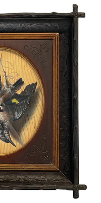 Pair Italian Still Life Trompe-l'œil Oil Paintings Dead Birds Firenze Italy by Michelangelo Meucci, 1873