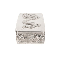 Antique Chinese Qing Dynasty Export Silver Gilt Dragon Snuff Box Wang Hing 1900