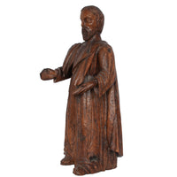 Large Antique French 17th Century Carved Walnut Saint Peter Santos Figure Statue