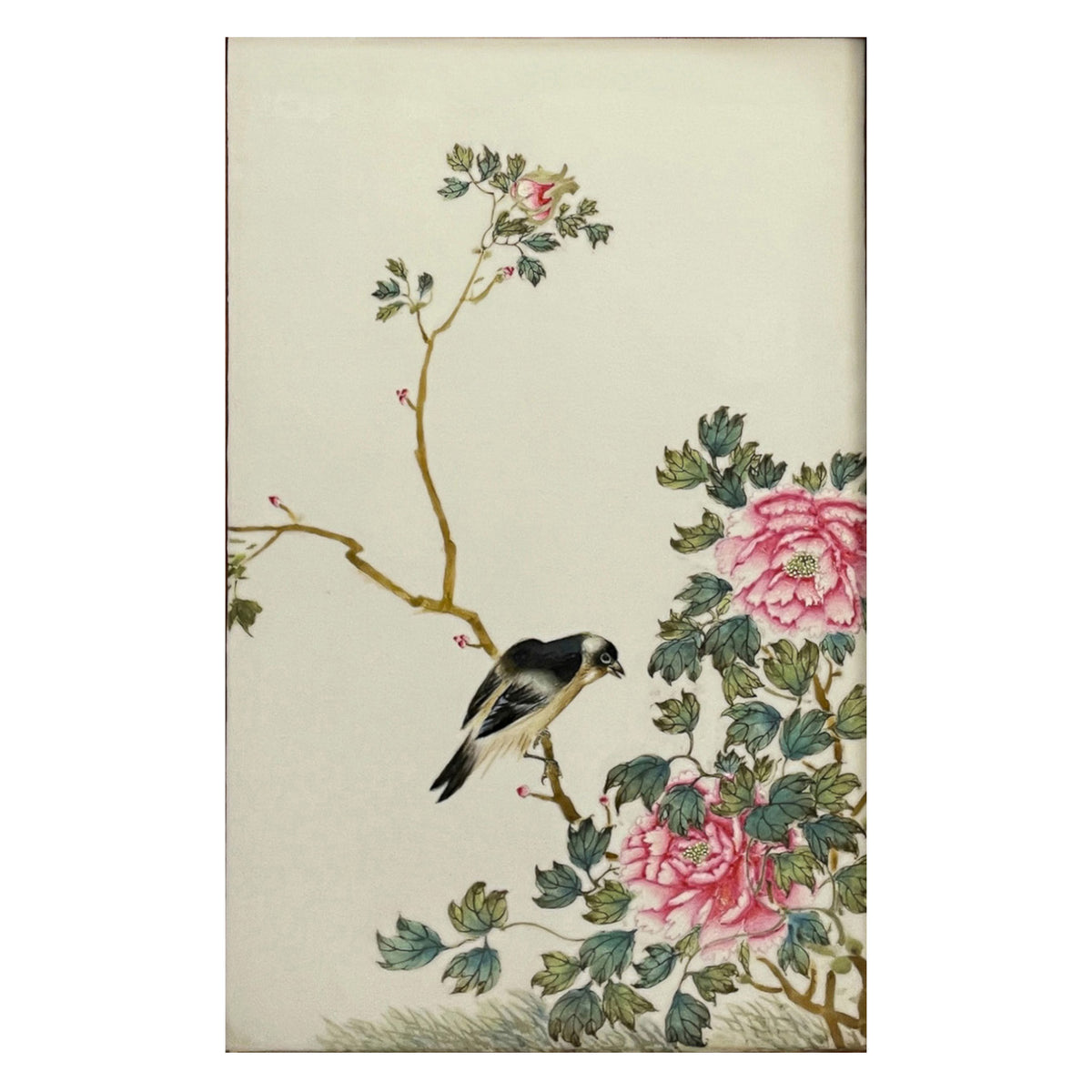 Antique Chinese Qing Set of Four Hand-Painted Porcelain Plaques "4 Seasons" 1890