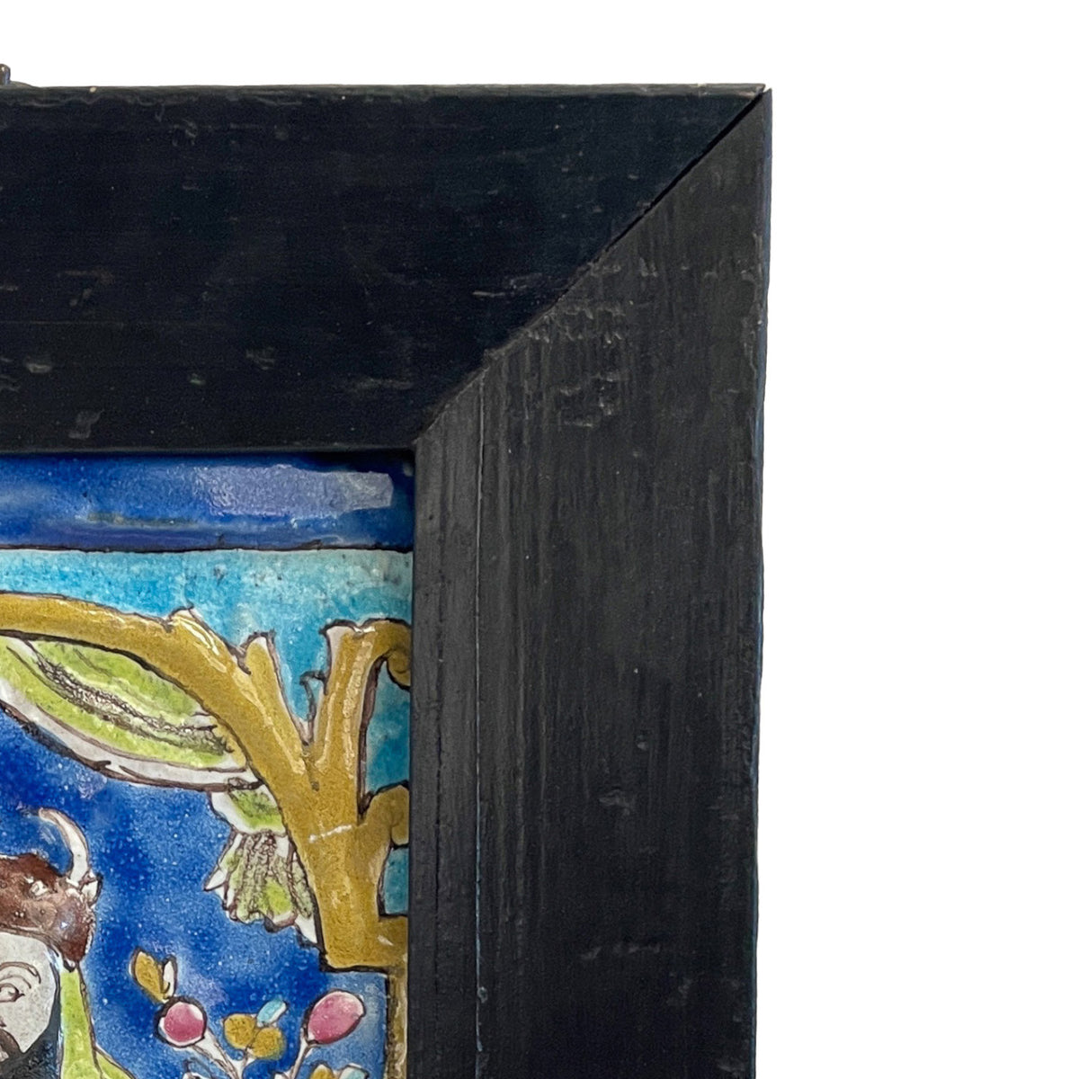 Antique 18th Century Persian Islamic Safavid Cuerda Seca Pottery Tile Rostam Circa 1700