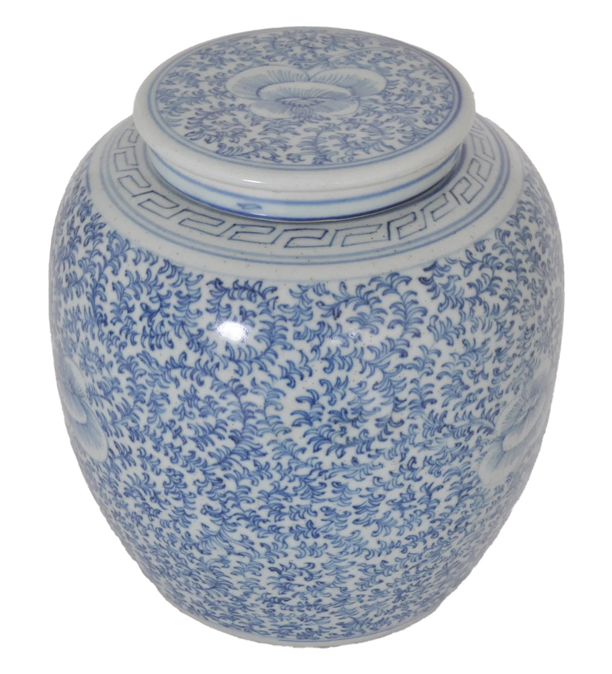 Antique Chinese Qing Dynasty Blue & White Porcelain Ginger Jar, Circa 1850