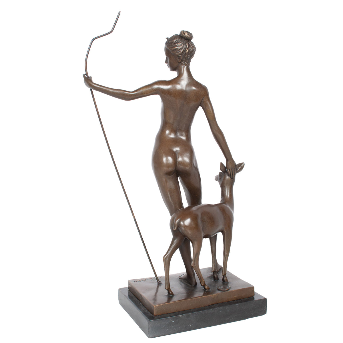 Antique American Art Deco Bronze Sculpture Statue of Diana French Foundry Stamp by Edward Francis McCartan Circa 1920