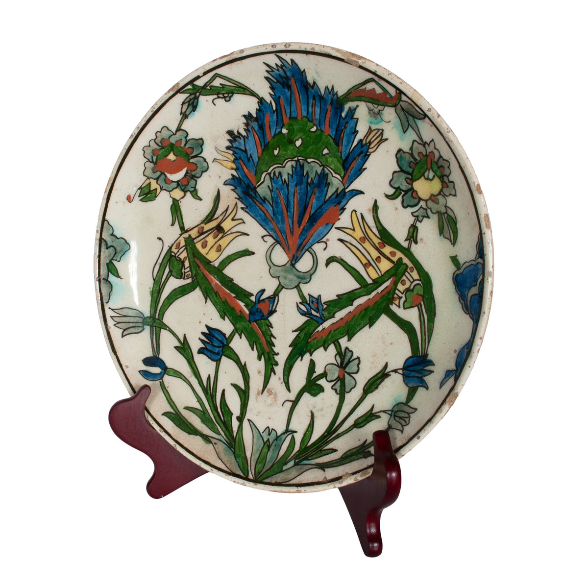 Antique 18th Century Islamic Ottoman Iznik Kutayha Pottery Plate Turkey 1750