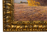 Antique French Post Impressionist Oil Painting Haystack Farm Pastoral Landscape by Max Bouvet 1890