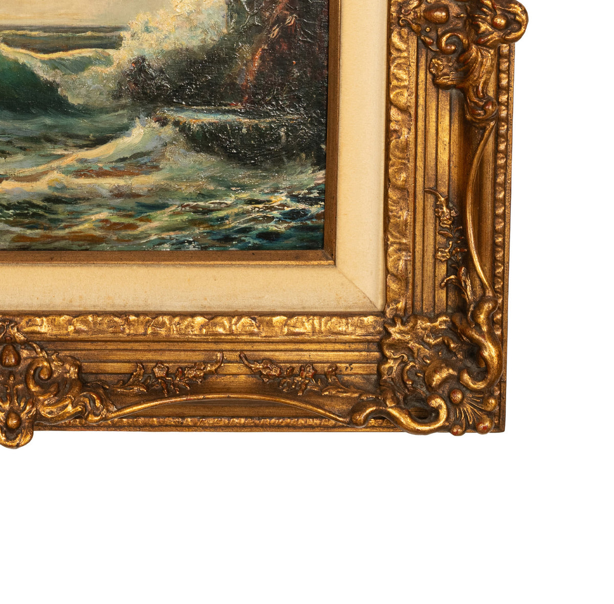 Antique American Marine Seascape Oil Painting Crashing Surf Atlantic Coast Maine Frederick Judd Waugh 1910
